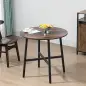 Mesa de Comedor Redonda Mesa de Cocina para 4 Personas con Patas de Acero para Salón Ø80x76 cm Marrón Rústico y Negro