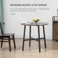 Mesa de Comedor Redonda Mesa de Cocina para 4 Personas con Patas de Acero para Salón Ø80x76 cm Marrón Rústico y Negro