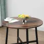 Mesa de Comedor Redonda Mesa de Cocina para 4 Personas con Patas de Acero para Salón Ø80x76 cm Marrón Rústico y Negro