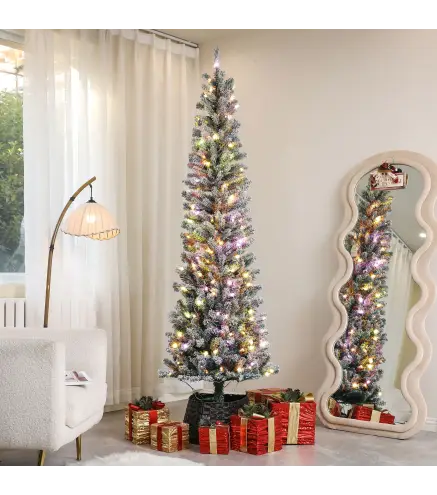 Árbol de Navidad Artificial 225 cm con 220 Luces LED de Dos Colores 519 Ramas y Soporte de Acero Árbol Navideño Verde
