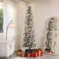 Árbol de Navidad Artificial 225 cm con 220 Luces LED de Dos Colores 519 Ramas y Soporte de Acero Árbol Navideño Verde