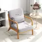 Butaca Nórdica Sillón de Salón Acolchado con Reposabrazos Cojín y Marco de Madera de Caucho 61x78x76 cm Gris