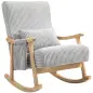 Silla Mecedora de Pana con Patas y Reposabrazos de Madera de Caucho Cojín Lumbar y Bolsillo Carga 120 kg Gris Silla Mecedora de Pana con Patas y Reposabrazos de Madera de Caucho Cojín Lumbar y Bolsillo Carga 120 kg Gris