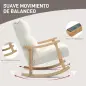 Silla Mecedora de Borreguito con Patas y Reposabrazos de Madera de Caucho Mecedora para Lactancia Carga 120 kg Crema