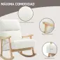 Silla Mecedora de Borreguito con Patas y Reposabrazos de Madera de Caucho Mecedora para Lactancia Carga 120 kg Crema