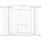 Barrera de Seguridad para Perros con Ancho Ajustable 76-104 cm con 2 Extensiones para Escalera Puerta Blanco