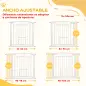 Barrera de Seguridad para Perros con Ancho Ajustable 76-104 cm con 2 Extensiones para Escalera Puerta Blanco