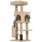 Árbol Rascador para Gatos Altura 104cm con Plataformas Poste con Cepillo Bolas Colgantes y Almohadilla para Rascar Beige