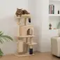 Árbol Rascador para Gatos Altura 104cm con Plataformas Poste con Cepillo Bolas Colgantes y Almohadilla para Rascar Beige