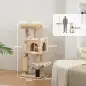 Árbol Rascador para Gatos Altura 104cm con Plataformas Poste con Cepillo Bolas Colgantes y Almohadilla para Rascar Beige