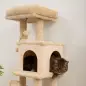 Árbol Rascador para Gatos Altura 104cm con Plataformas Poste con Cepillo Bolas Colgantes y Almohadilla para Rascar Beige