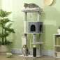 Árbol Rascador para Gatos 132 cm con Plataformas Poste con Cepillo Bolas Colgantes y Almohadilla para Rascar Gris Claro