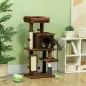 Árbol Rascador para Gatos 104 cm con Plataformas Poste con Cepillo Bolas Colgantes y Almohadilla para Rascar Marrón