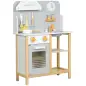 Cocinita Infantil Cocinita de Madera Infantil con Sonido Fogón Horno Grifo Fregadero y Accesorios de Cocina Gris