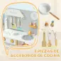 Cocinita Infantil Cocinita de Madera Infantil con Sonido Fogón Horno Grifo Fregadero y Accesorios de Cocina Gris