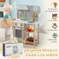 Cocinita Infantil Cocinita de Madera Infantil con Sonido Fogón Horno Grifo Fregadero y Accesorios de Cocina Gris