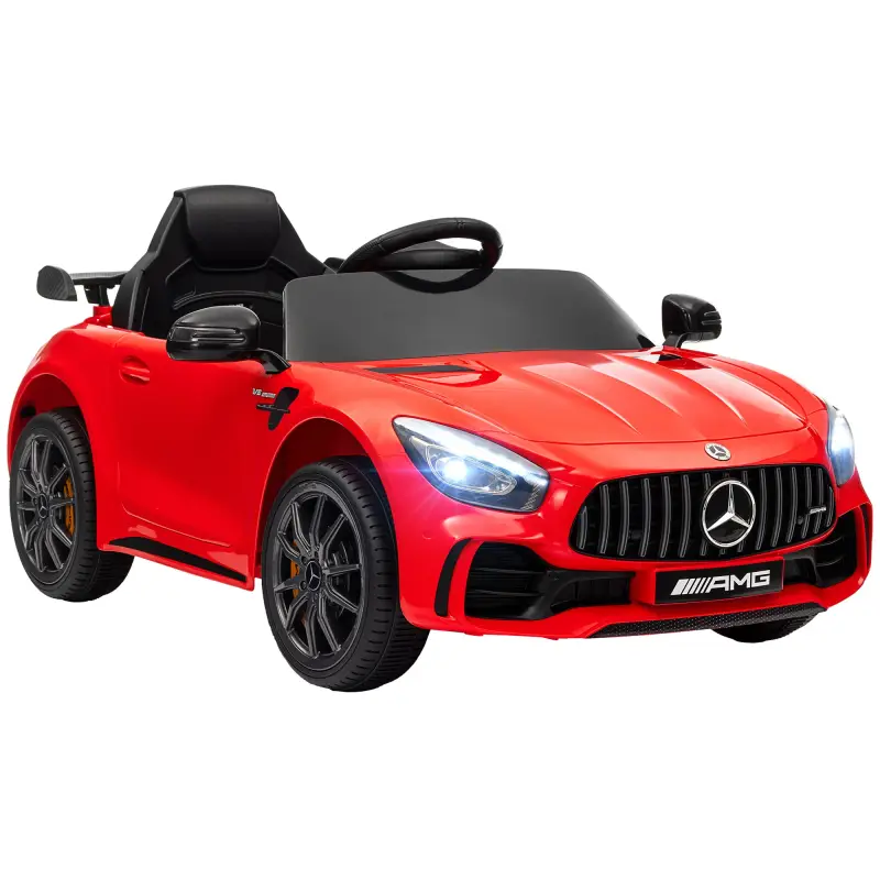 Coche Eléctrico para Niños de +3 Años Mercedes-Benz AMG GTR con Batería 12V Mando a Distancia Faros Bocina Música Rojo