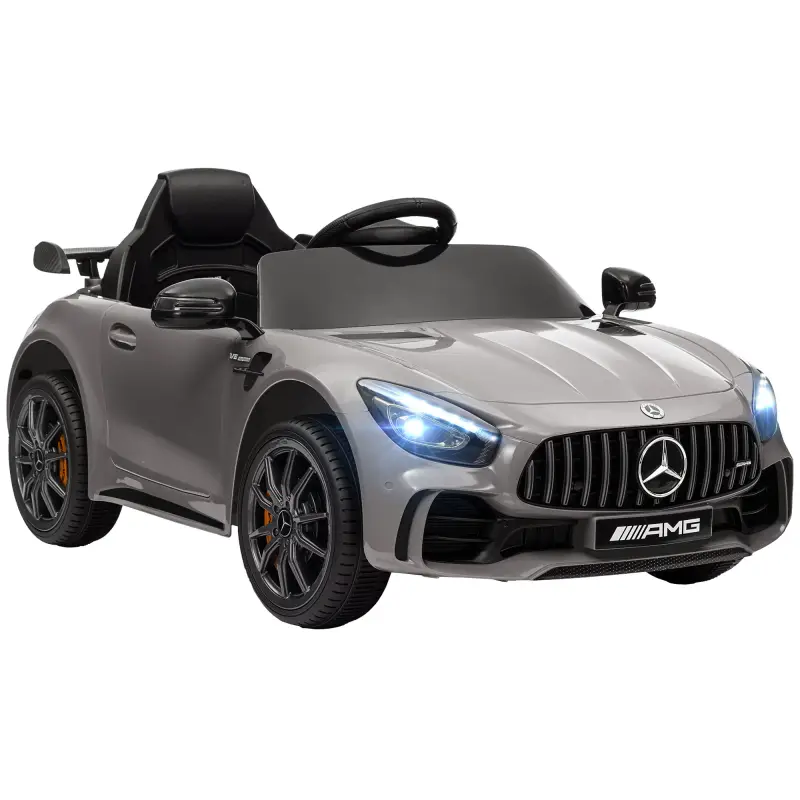 Coche Eléctrico para Niños de +3 Años Mercedes-Benz AMG GTR con Batería 12V Mando a Distancia Faros Bocina Música Plata