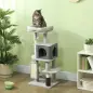 Árbol Rascador para Gatos Altura 104 cm con Plataformas Poste con Cepillo Bolas Colgantes y Almohadilla para Rascar Gris