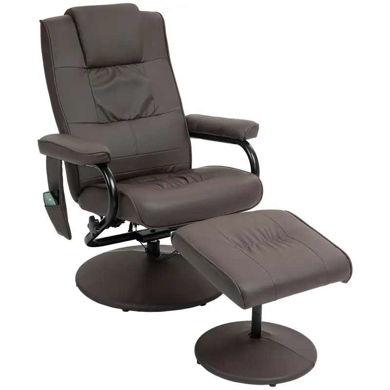 Sillón Relax Reclinable con Reposapiés con 10 Puntos de Masaje con Mando a Distancia para Salón Oficina Marrón Sillón Relax Reclinable con Reposapiés con 10 Puntos de Masaje con Mando a Distancia para Salón Oficina Marrón