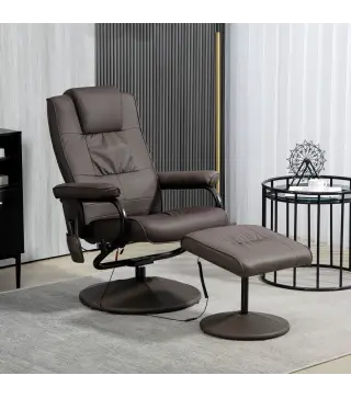 Sillón Relax Reclinable con Reposapiés con 10 Puntos de Masaje con Mando a Distancia para Salón Oficina Marrón