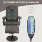 Sillón Relax Reclinable con Reposapiés con 10 Puntos de Masaje con Mando a Distancia para Salón Oficina Marrón