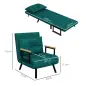 Sofá Cama Individual Plegable Silla Cama Convertible 3 en 1 Respaldo Ajustable de 5 Niveles y Almohada 63x73x81 cm Verde