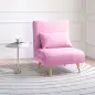 Sofá Cama Individual Plegable con Respaldo Ajustable 5 Posiciones Sillón Cama Tapizado con Cojín 72x75x85 cm Rosa