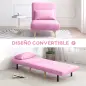 Sofá Cama Individual Plegable con Respaldo Ajustable 5 Posiciones Sillón Cama Tapizado con Cojín 72x75x85 cm Rosa