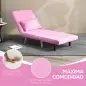 Sofá Cama Individual Plegable con Respaldo Ajustable 5 Posiciones Sillón Cama Tapizado con Cojín 72x75x85 cm Rosa