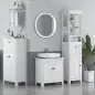 Mueble de Baño con Cajón Puerta Estante Ajustable y 2 Compartimientos Armario de Baño Moderno 40x30x165 cm Blanco