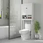 Mueble sobre Inodoro con 2 Puertas Compartimiento y Estante Ajustable Mueble para Baño 70x20x175 cm Blanco