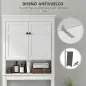 Mueble sobre Inodoro con 2 Puertas Compartimiento y Estante Ajustable Mueble para Baño 70x20x175 cm Blanco