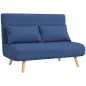 Sofá Cama de 2 Plazas Tapizado Tipo Lino con Respaldo Ajustable en 5 Posiciones y 2 Almohadas 120x75x85 cm Azul Oscuro Sofá Cama de 2 Plazas Tapizado Tipo Lino con Respaldo Ajustable en 5 Posiciones y 2 Almohadas 120x75x85 cm Azul Oscuro