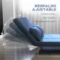 Sofá Cama de 2 Plazas Tapizado Tipo Lino con Respaldo Ajustable en 5 Posiciones y 2 Almohadas 120x75x85 cm Azul Oscuro