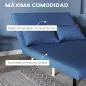 Sofá Cama de 2 Plazas Tapizado Tipo Lino con Respaldo Ajustable en 5 Posiciones y 2 Almohadas 120x75x85 cm Azul Oscuro