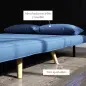Sofá Cama de 2 Plazas Tapizado Tipo Lino con Respaldo Ajustable en 5 Posiciones y 2 Almohadas 120x75x85 cm Azul Oscuro