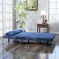 Sofá Cama de 2 Plazas Tapizado Tipo Lino con Respaldo Ajustable en 5 Posiciones y 2 Almohadas 120x75x85 cm Azul Oscuro