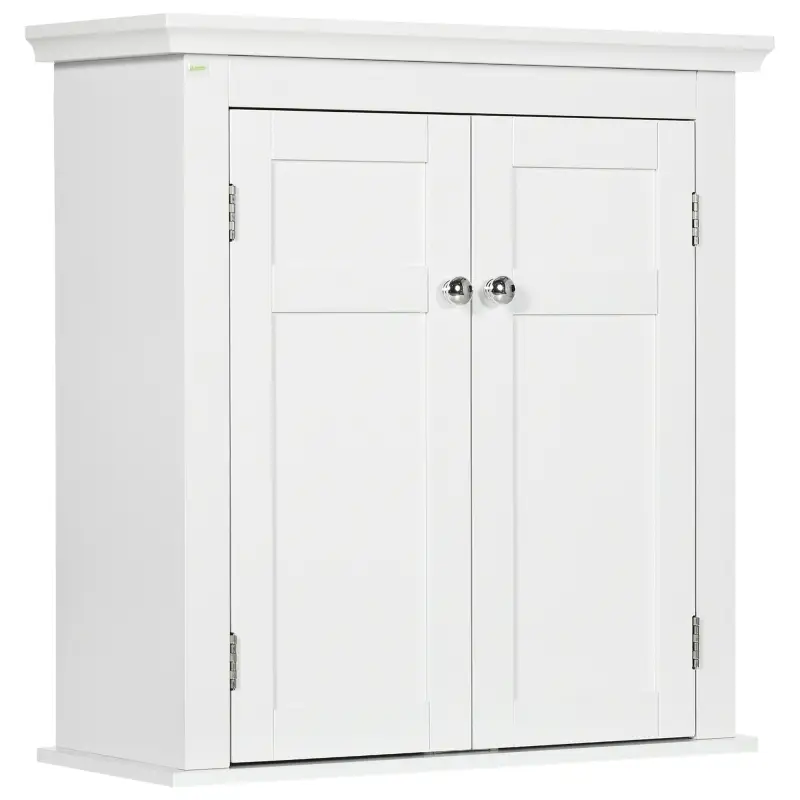 Mueble de Baño Colgar con Estantes Ajustables y Puertas con Cierre Magnético Armario de Pared 58x24x60 cm Blanco