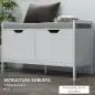 Banco Zapatero para Entrada Recibidor con Asiento Cojín Extraíble para 4 Pares de Zapatos 84x35x50 cm Blanco