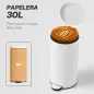 Papelera de Cocina 30L con Pedal Tapa de Cierre Suave y Cubo Extraíble para Dormitorio Oficina Estudio Salón Crema