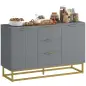 Aparador para Salón con 3 Cajones 2 Puertas y Estante Ajustable Mueble Auxiliar para Salón Antivuelco 120x40x76 cm Gris