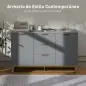 Aparador para Salón con 3 Cajones 2 Puertas y Estante Ajustable Mueble Auxiliar para Salón Antivuelco 120x40x76 cm Gris