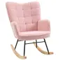 Silla Mecedora de Borreguito Sillón Balancín Oscilante 40° con Patas de Madera de Haya Carga 120 kg 71x98x101 cm Rosa