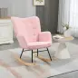 Silla Mecedora de Borreguito Sillón Balancín Oscilante 40° con Patas de Madera de Haya Carga 120 kg 71x98x101 cm Rosa