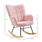Silla Mecedora de Borreguito Sillón Balancín Oscilante 40° con Patas de Madera de Haya Carga 120 kg 71x98x101 cm Rosa