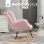 Silla Mecedora de Borreguito Sillón Balancín Oscilante 40° con Patas de Madera de Haya Carga 120 kg 71x98x101 cm Rosa