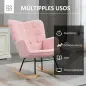 Silla Mecedora de Borreguito Sillón Balancín Oscilante 40° con Patas de Madera de Haya Carga 120 kg 71x98x101 cm Rosa