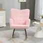 Silla Mecedora de Borreguito Sillón Balancín Oscilante 40° con Patas de Madera de Haya Carga 120 kg 71x98x101 cm Rosa