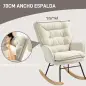 Silla Mecedora con Patas de Madera de Haya y Reposabrazos Mecedora para Lactancia Carga 120 kg para Dormitorio Beige